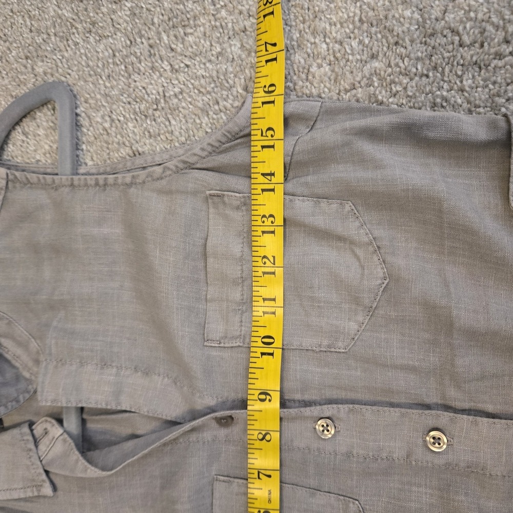 Level 99 Gray Military Grunge Linen Blend Shirt Dress Sz XS Button Up Mini - Picture 9 of 11